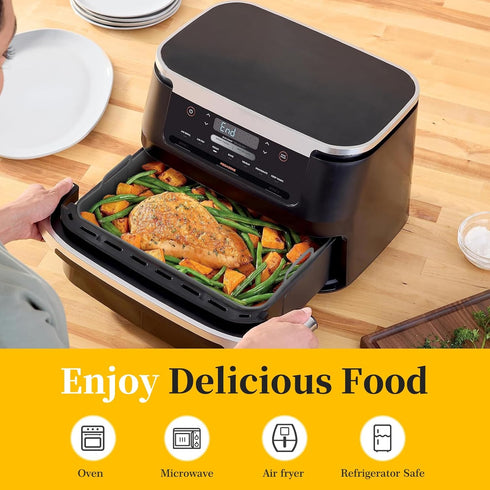 MMH Air Fryer Silicone Liners for Ninja DZ071 7QT Foodi 6-in-1 DualZone FlexBasket, Reusable Airfryer Replacement Baking Basket Insert Accessories...