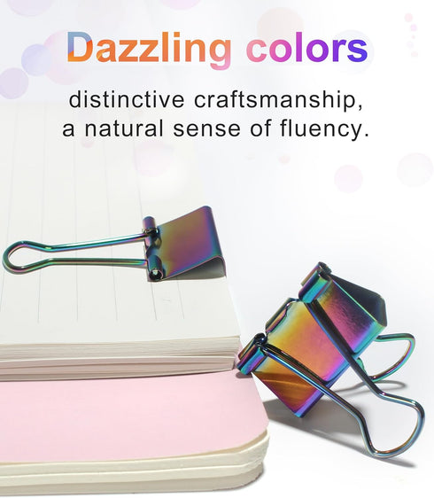 10 Pcs Rainbow Paper Clamps,Medium Binder Clips, 1 Inch Length for Office Use, Organize Files and Folders...