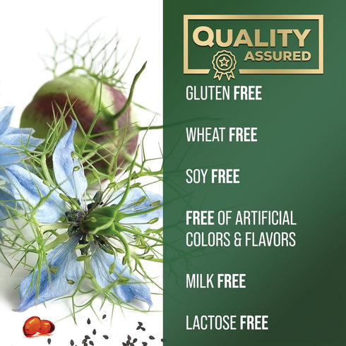 Black Seed Oil Softgels 1000mg - Premium Nigella Sativa Blackseed, Pure Natural Black Cumin Seed Oil & Antioxidant for Skin & Immune Support - Non...