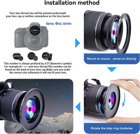40.5mm Lens to 77mm Camera Lens Adapter,40.5mm to 77mm Filter Step up Ring Adapter Ring,Compatible All 77mm Filter Accessory...
