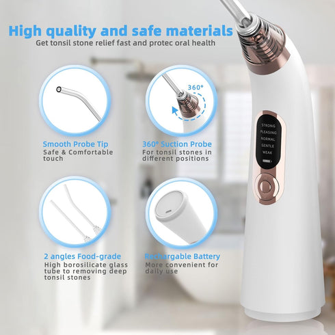 Voraiya Electronic Tonsil Stone Remover Vacuum,10 in 1 Tonsil Stone Removal Kit, 5 Modes Tonsil Stone Cleaner Instant Suction Tool, Easy to Use, F...