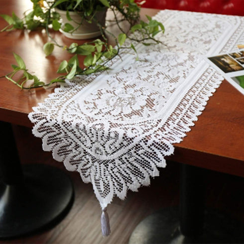 Tinsow 2 Pack Cotton Crochet Lace Rectangular Table Runner Dresser Scarf Doilies (Style A-2)...