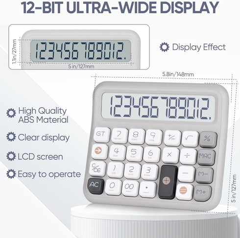 Standard Function Desktop Calculator,Powered by Batteries(Included),12 Digit Large LCD Display,Big Buttons Easy to Press,Automatic Sleep,for Offic...
