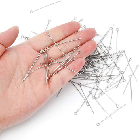 300 Pcs 1.6 Inch 304 Stainless Steel Open Eye Pins Headpins for Jewelry Necklace Making, (Silver)...