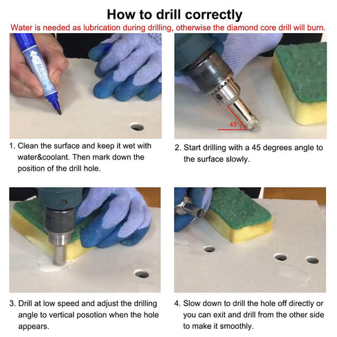 Glass Drill Bit Set,5 pcs Diamond Bits Hole Saw Bottle Extractor Remover Tool for Ceramics,6-14mm Set Drilling Granite Porcelain Tiles Pot Lamp Qu...