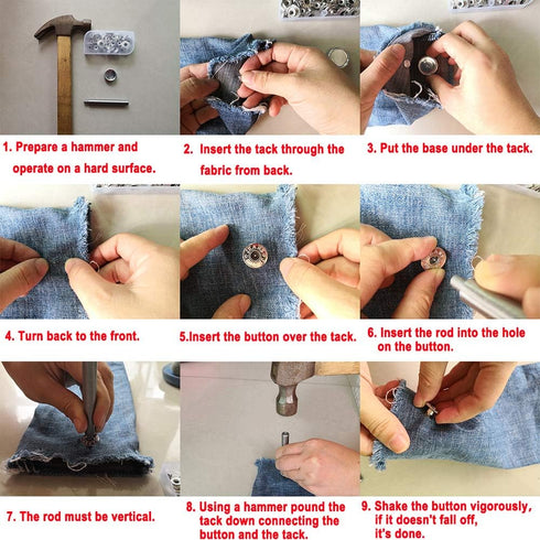 20 Pieces Jeans Button Tack Buttons Snap Fastener Press Studs Metal Replacement Kit with Storage Box, Diameter 17MM(0.67 Inch) (Style 3)...