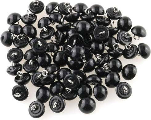 Tegg Pearl Button 50PCS 10mm Black Bead Shirt Half Ball Dome Caps Wire Loop Buttons for Crafts, Clothes, Wedding Dress, Scarpbooking and DIY Proje...