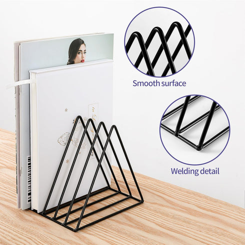 Goiio 1 Pcs Triangle File Holder, 5 Slot Metal Magazine Holder, for Office Home, Black...