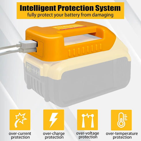 USB Power Tool Battery Chargers for Dewalt 20V Li-ion Battery ?USB Charger Adapter with USB-A&USB-C 2.1A Fast Charge Ports...
