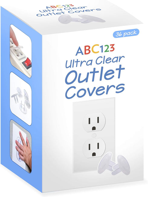 ABC123 - Outlet Plug Covers (36 Pack) Clear Child Proof Electrical Outlets Protector - Wall Socket Protector for Kids...