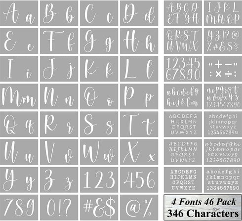 Letter Stencils for Painting on Wood - 46 Pack Large Alphabet Stencil Templates with Numbers and Signs, Reusable Letters and Numbers Stencils in 4...