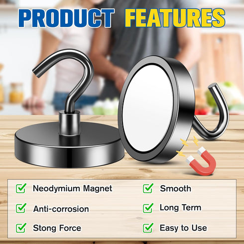 Grtard Magnetic Hooks Heavy Duty, 110 lbs Strong Magnet Hook for Cruise Cabins, Large Magnetic Hooks, Magnets with Hooks for Hanging, Cruise, Curt...