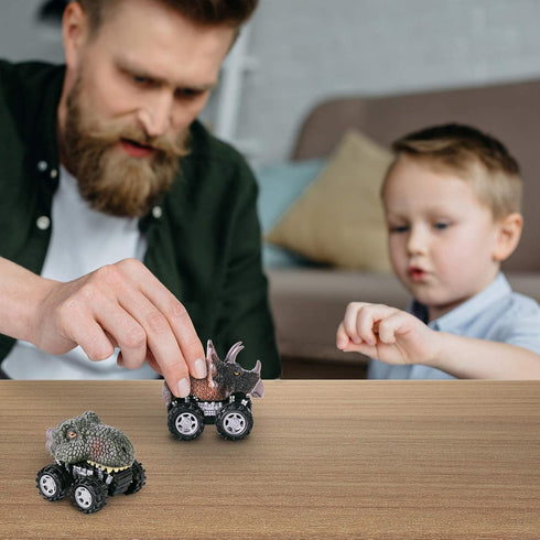 Dinosaur Toys for 3-7 Year Old Kids, Pull Back Dinosaur Cars for Kids, 4 Pack Set Car Toys, Gift Toys Dino Cars...