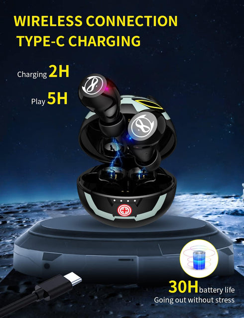 Wireless Earbuds Bluetooth, Wireless Earbuds for Kids Bluetooth 5.0 Waterproof in-Ear Headphones with Mic and Charging Case, Deep Bass Touch Contr...