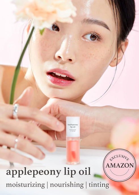 NOONI Korean Lip Oil - Applepeony | Lip Stain, Gift, Long-Lasting, Moisturizing, Plumping, Revitalizing for Dry Lips, Waterproof, No Peel Off, Kor...