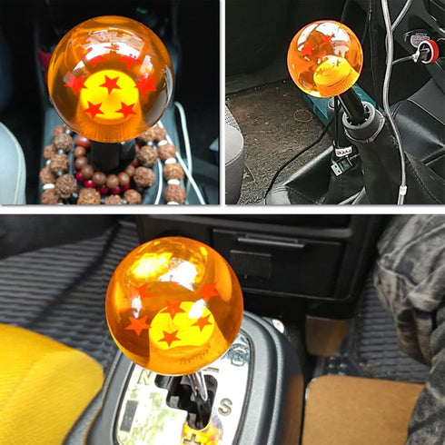 Round Ball Shift Knob for Most Manual Automatic Cars Universal Dragon Ball Gear Shift Knob with 3 Adapters M8x1.25, M10x1.25, M10x1.5(Yellow 4 Sta...