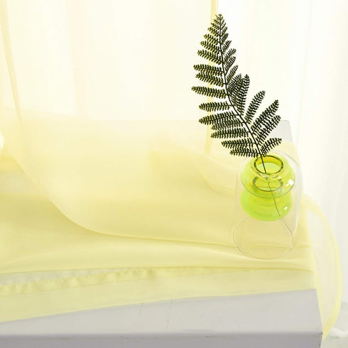 KEQIAOSUOCAI 2 Panels Girls Room Sheer Curtains 84 Inch - Light Yellow Cream Rod Pocket Transparent Voile Sheer Curtains Panels for Bedroom Living...