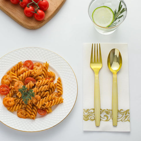 100 Gold Disposable Plastic Spoons, Heavy Weight Disposable Spoons Plastic Utensils for Parties, Weddings, Picnics, Big Event, Daily Use - BPA FRE...