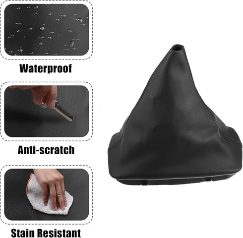 X AUTOHAUX Car Shift Boot Cover Gear Shift Knob Handbrake Gaiter Boot PU Leather for Mercedes-Benz C-class W204 2008-2013...