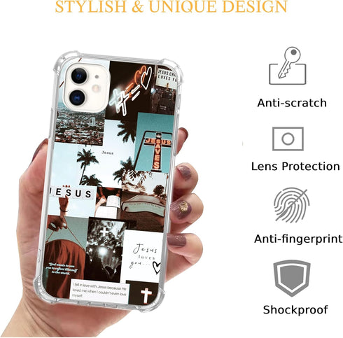 Christian Aesthetic Case Compatible with iPhone 11, Jesus Cross Collage Phone Case for iPhone 11, Cool TPU Protective Phone Case Cover...