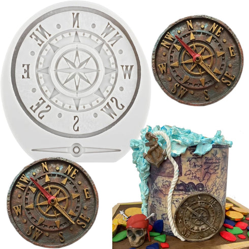 Steampunk Compass Fondant Silicone Mold For Cake Decorating Cupcake Topper Candy Chocolate Gum Paste Polymer Clay...