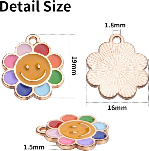 Aylifu Enamel Flower Charms,20Pcs Daisy Face Charm Colorful Enamel Flower Charm for DIY Crafting Bracelet Jewelry Making...