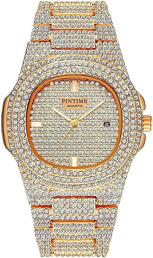FANMIS Unisex Luxury Crystal Diamond Watch Fashion Analog Watch Stainless Steel Band Mens Womens Iced-out Bracelet Watch...