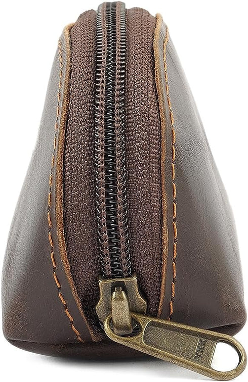 Leather Moon Pocket Coin Case Mini Squeeze Coin Purse Pouch Change Holder Tray Purse Wallet for Men & Women : Dark Brown...