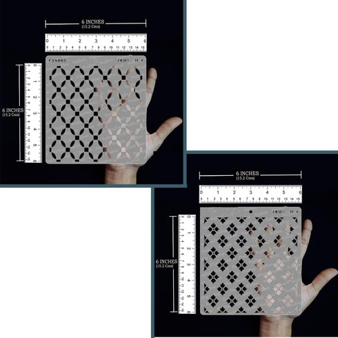CrafTreat Lattice Layered Stencils for Painting on Wood, Canvas, Paper, Fabric, Floor, Wall and Tile - 2 Step Lattice Flower - 6x6 Inches - Reusab...