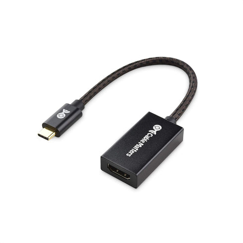 Cable Matters Braided Aluminum USB C to HDMI Adapter, Support 4K 60Hz, 2K 144Hz and HDR (HDMI to USB C Adapter) in Matte Black for iPhone 15, 15 P...