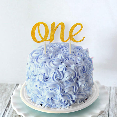 Gold 1st Birthday Topper, Double Sided Glitter, Number One Cake Topper Decoration, One Year Bday Party Decor for Girls and Boys, Couples And Marri...
