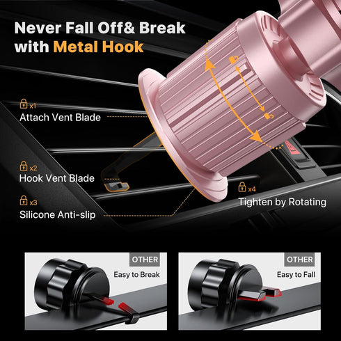 Miracase Phone Holders for Your Car with Newest Metal Hook Clip, Air Vent Cell Phone Car Mount, Hands Free Universal Automobile Cradle Fit for iPh...