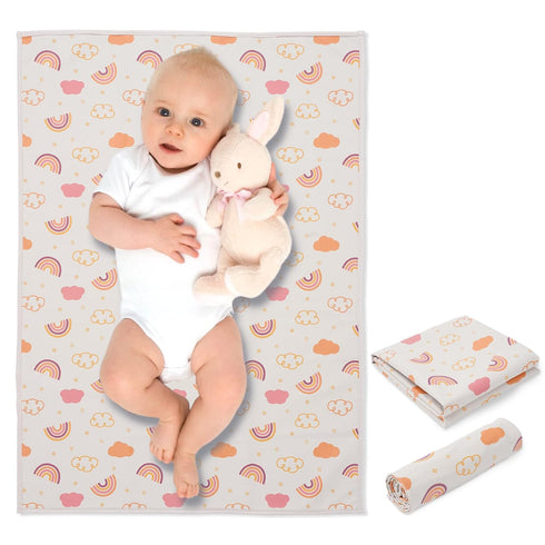 Vegan Leather Baby Changing Mat - Wipeable Portable Changing Pad, Foldable Travel Changing Mat for Baby, Newborns (Rainbow,20"*28")...