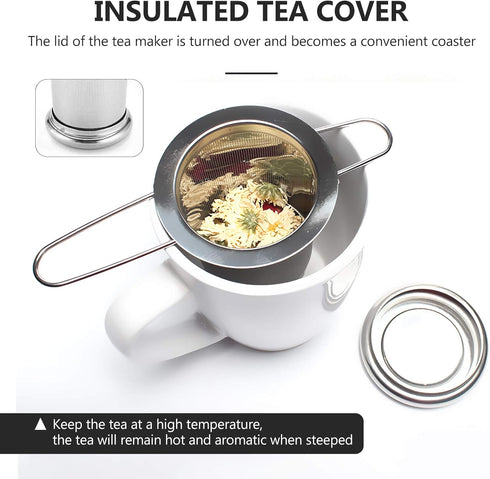 Tea Infuser,Stainless Steel Tea Steeper Fine Mesh Filters, Large Capacity Tea Strainer With Folding Handle And Lid,Hanging On Teapots Mugs Cups To...