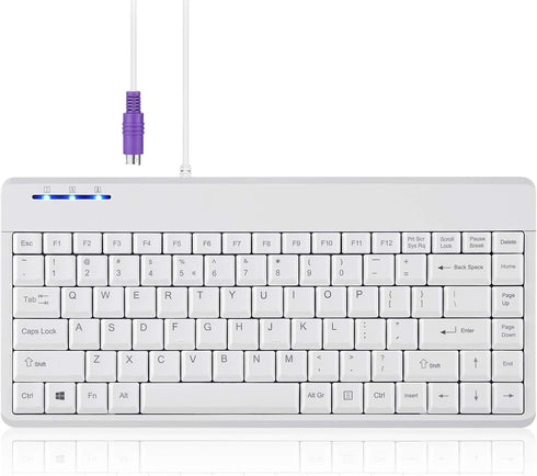 Perixx PERIBOARD-409PW Wired PS2 Mini Keyboard - 12.36x5.75x0.79 inches Dimension - White - US English Layout,PB-409PWUS-11829...