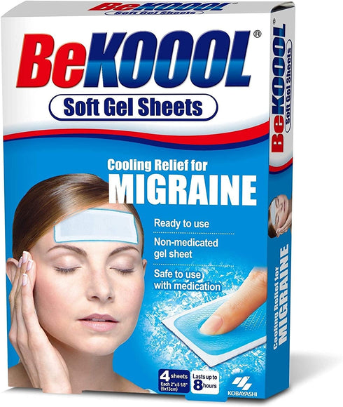 Be Koool Cooling Relief for Migraine, Soft Gel Sheets, 4 Sheets (Pack of 4)...