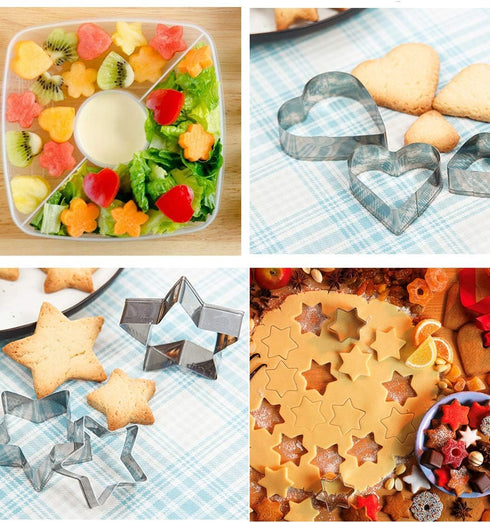 Heart Star Cookie Cutters Set, Valentine’s Day Heart Shaped Biscuit Cutters Stainless Steel Pastry Donuts Cutters with Storage Box...