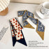 Retro small silk scarf girl heart spring and summer narrow ribbon headband headband bag decoration long scarf headdress (blue hair band 5pcs)...