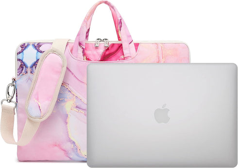 Pink marble Patten Waterproof Laptop Shoulder Messenger Bag Case Sleeve for 14 Inch 15 Inch Laptop Case Laptop Briefcase 15.6 Inch...