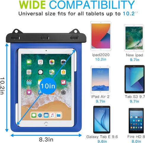 MoKo Waterproof Tablet Case, Tablet Pouch Dry Bag for iPad Mini 6, iPad 9, iPad 9.7 6/5/4/3/2, iPad Pro 9.7, iPad Air 5 10.9/3/2, Samsung Tab S4/ ...