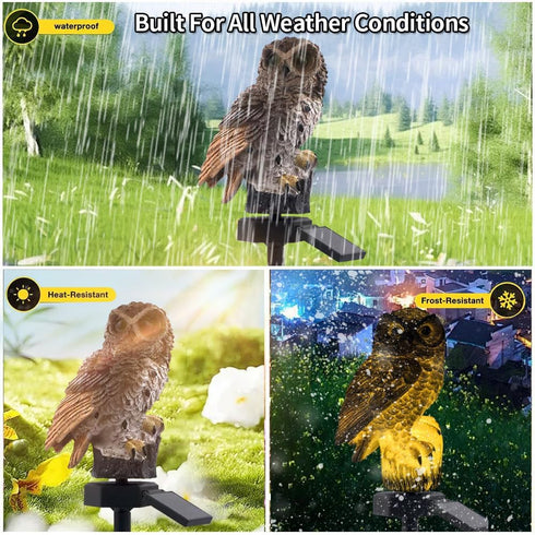 LED Solar Grey Owl Light, Outdoor Cute Animal Courtyard Warm Light Decorative Light, Infinite Dusk to Dawn Garden Light Waterproof....