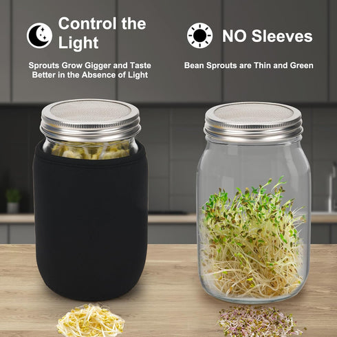 Lulonpon Sprouting Kit, 2 Sprouting Jar Kits, Wide Mouth Quart Mason Jars with Stainless Steel Screen Sprout Lids,1000ml, Stand and Canning Brush,...