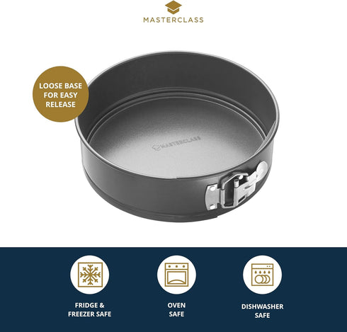 MasterClass KCMCHB45 30 cm Springform Cake Tin with Loose Base and PFOA Non Stick, Robust 1 mm Carbon Steel, 12 Inch Extra Large Round Pan, Grey...