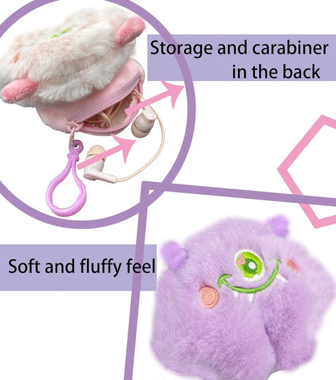 Earbuds Set with Cute Monster Case for Kids for School, Wired Headphones with Case and Small Size Ear Tips, Ear Buds with Purple Case, 3.5mm Earph...