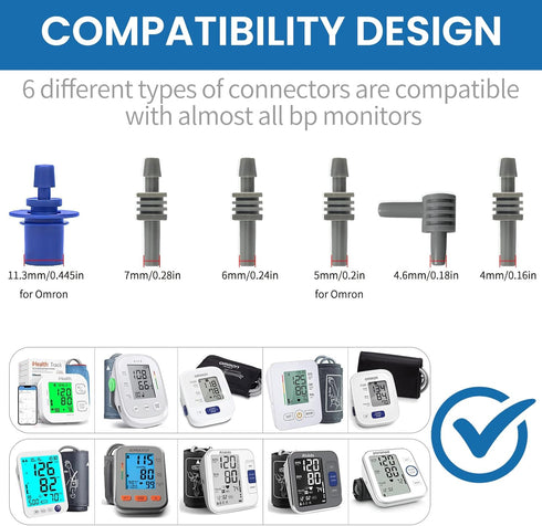 Extra Large Blood Pressure Cuff for Big Arms, XL Bp Cuff(38-55cm) - 6 Different Blood Pressure Connectors are Compatible with Almost All Bp Monito...