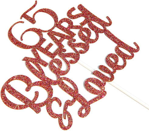 Rose Gold Glitter 65 Years Blessed & Loved Cake Topper - 65th Birthday / 65th Anniversary Cake Topper, 65th Birthday / 65th Anniversary Party Deco...