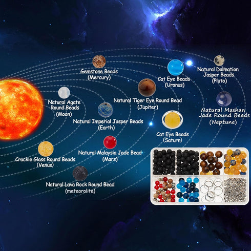 SUNNYCLUE 1 Box 300+Pcs DIY 10 Sets Solar System Bracelets Kit Universe Galaxy The Nine Guardian Planets Beading Bracelet Necklace Tiger Eye Bead ...