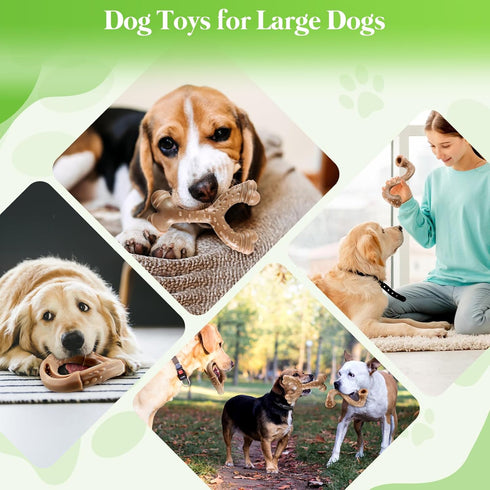 Dog Toys for Aggressive Chewers: 3 Packs Tough Dog Toy - Dog Toys for Large - Dog Chew Toys...