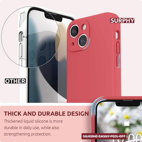 SURPHY Compatible with iPhone 13 Mini Case with Screen Protector, (Camera Protection + Soft Microfiber Lining) Liquid Silicone Phone Case 5.4 inch...
