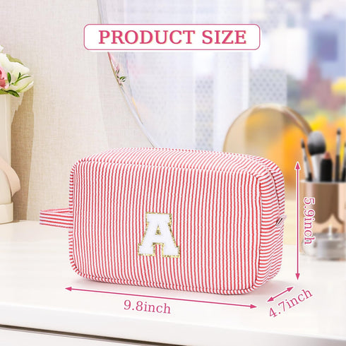 Etercycle Large Makeup Bag, Personalized Initial Cute Pink Makeup Case Bag Cosmetic Large Toiletry Make Up Bags With Zippered Inside Pocket L...
